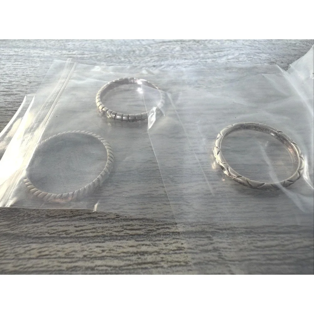 Avon Sterling Silver Diamond Cut Ring Trio Size 6 New Old Stock Sealed 1999
